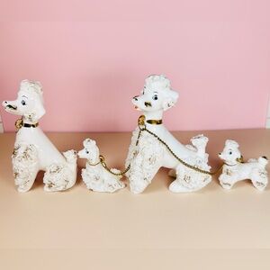 SOLD Sweet Vintage Family of Lefton Poodles, Mama Papa & Two Pups